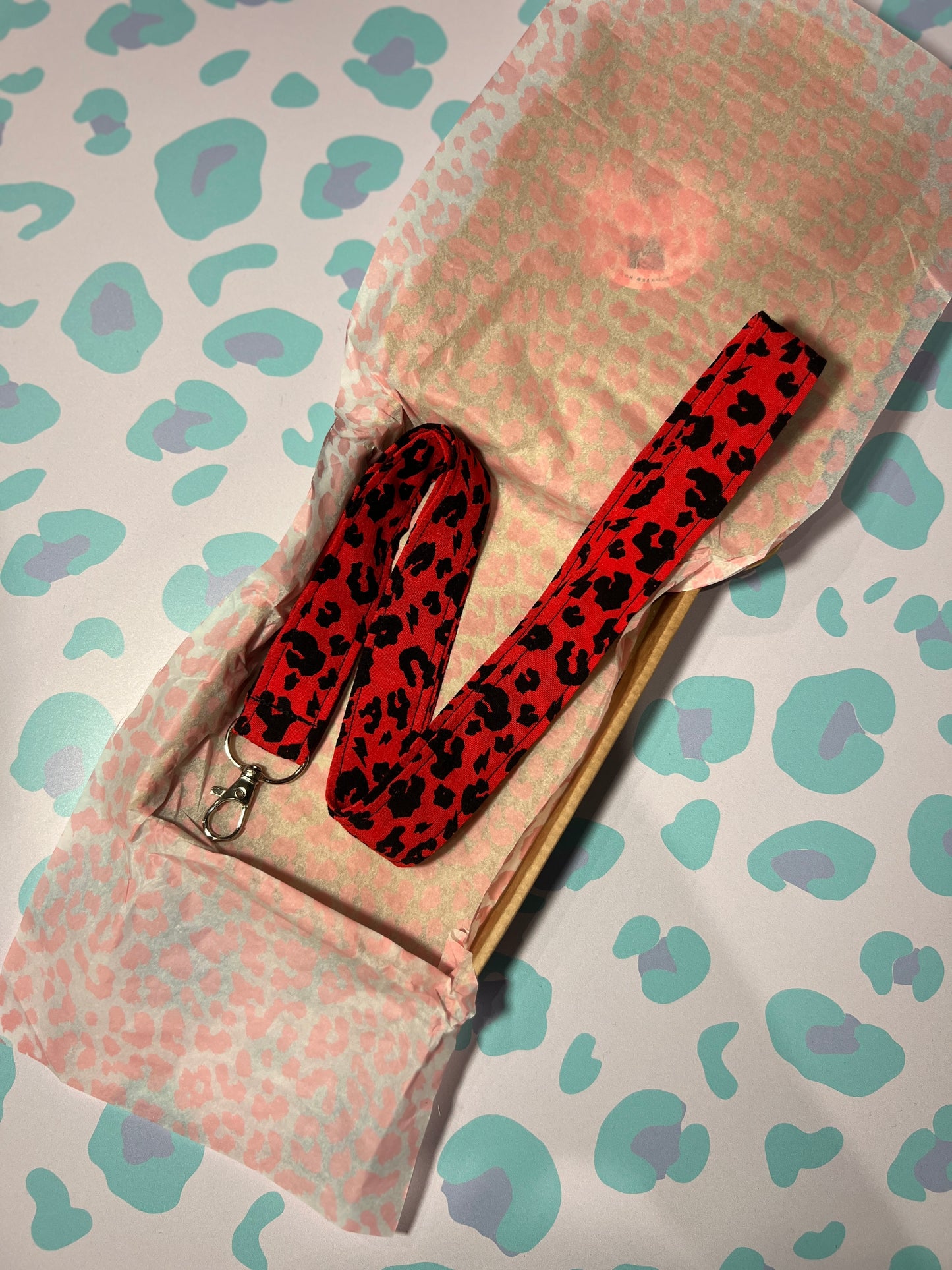 Red Leopard Print Lanyard