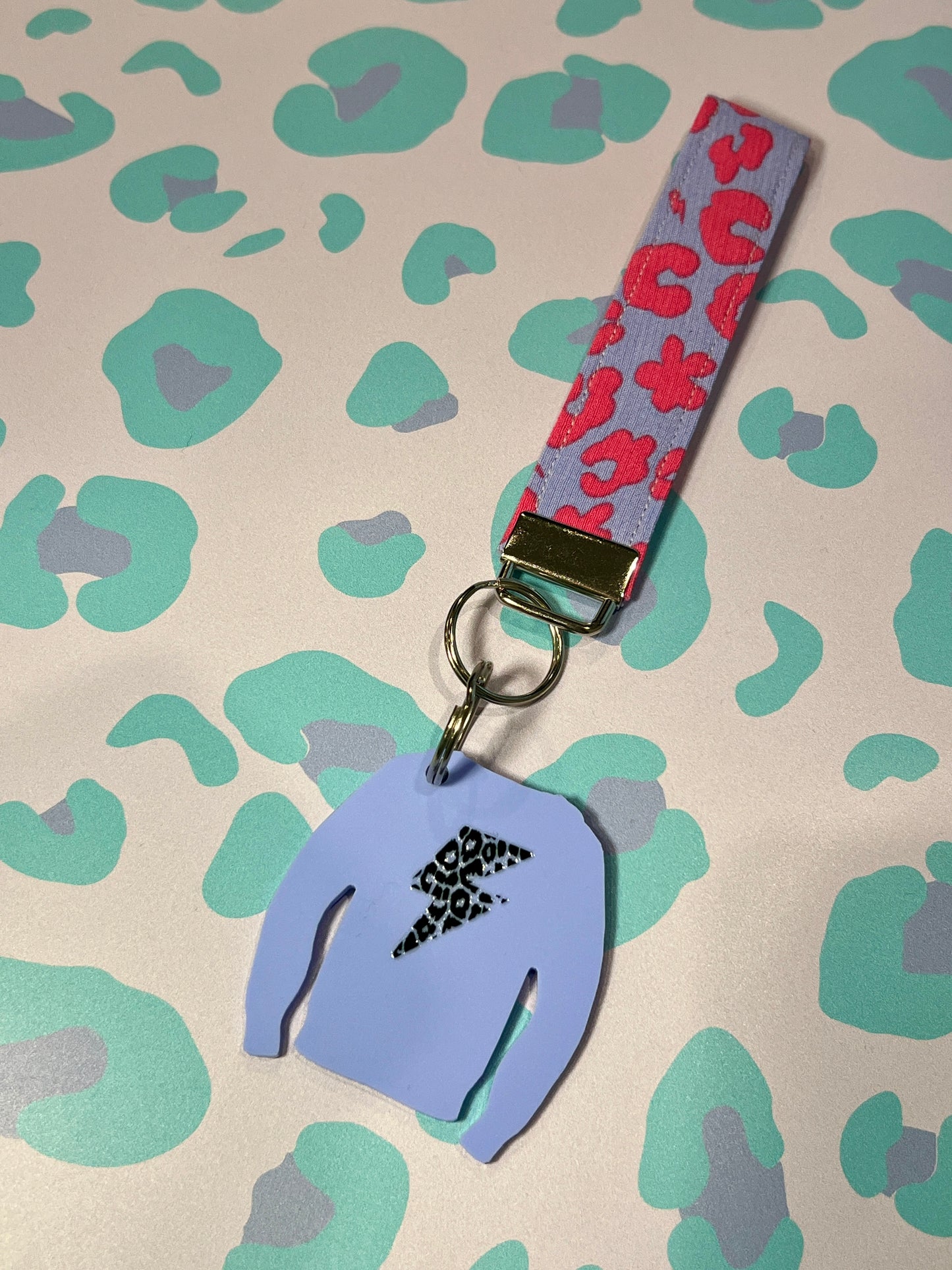 Lightning Leopard Print Acrylic Jumper Keyring