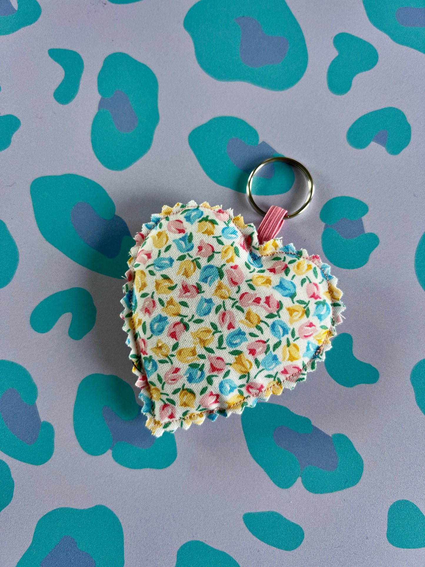 Liberty Tiny Tulips Fabric Heart Keyring (Limited Edition)