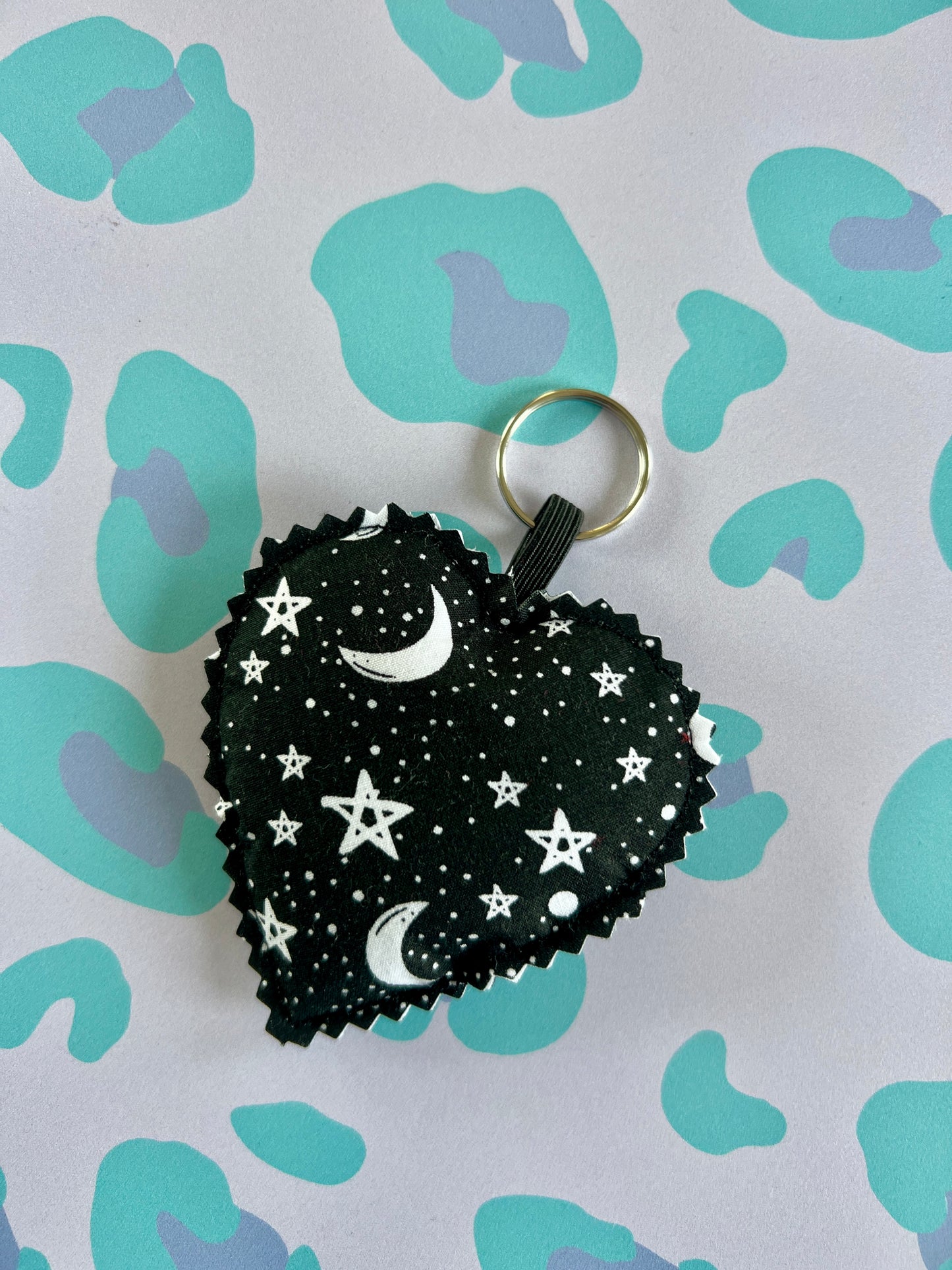 Black Starry Night Fabric Heart Keyring (Limited Edition)