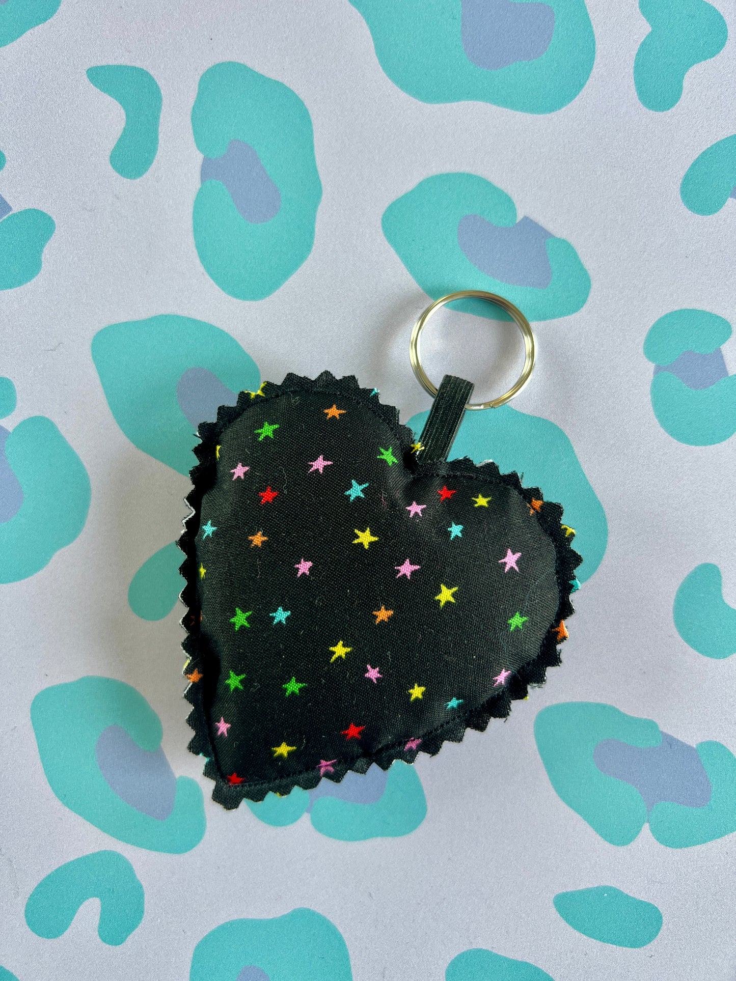 Vivid Rainbow Starry Fabric Heart Keyring (Limited Edition)