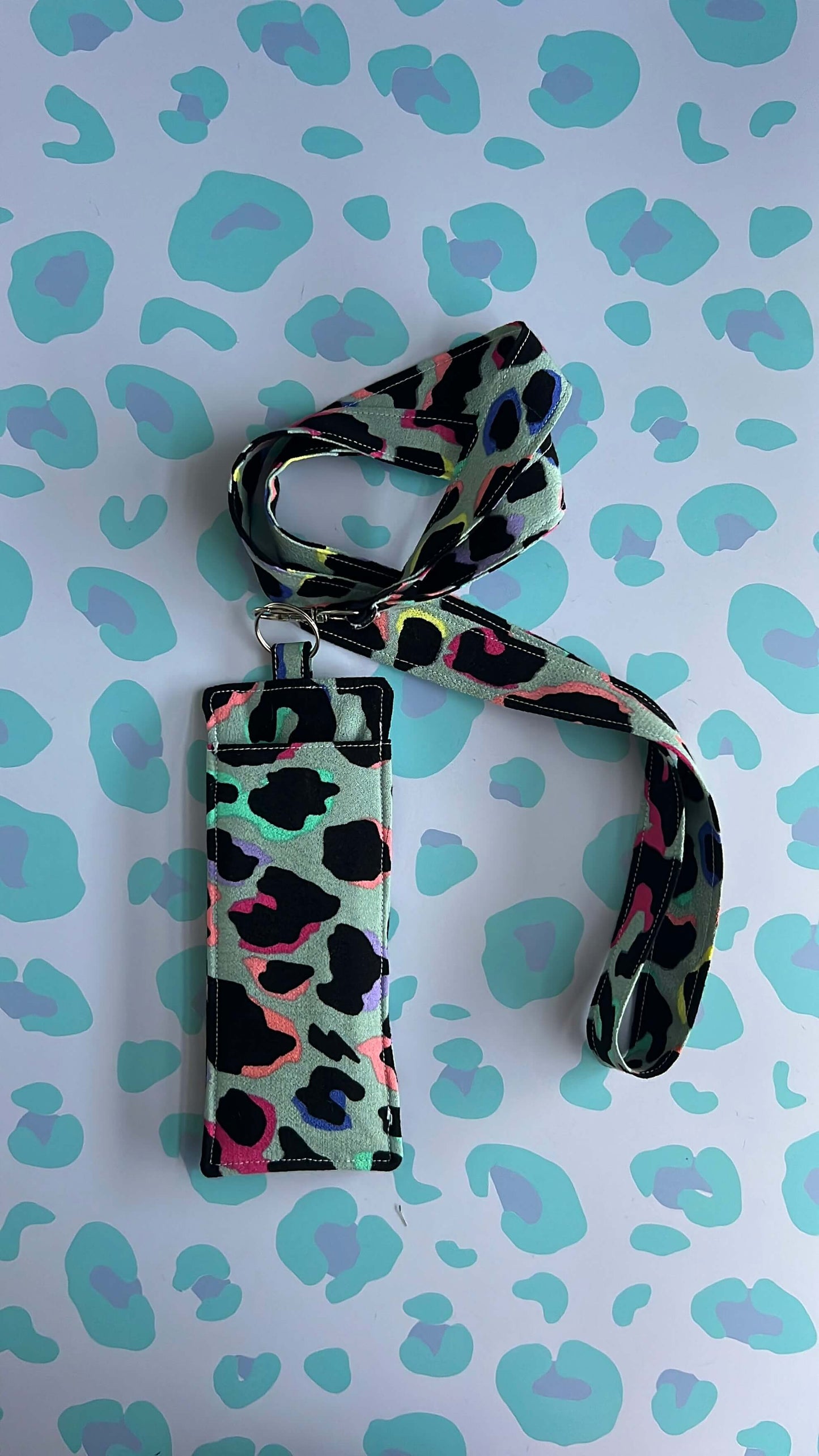 Khaki Rainbow Leopard Print Double Sided Glasses Holder