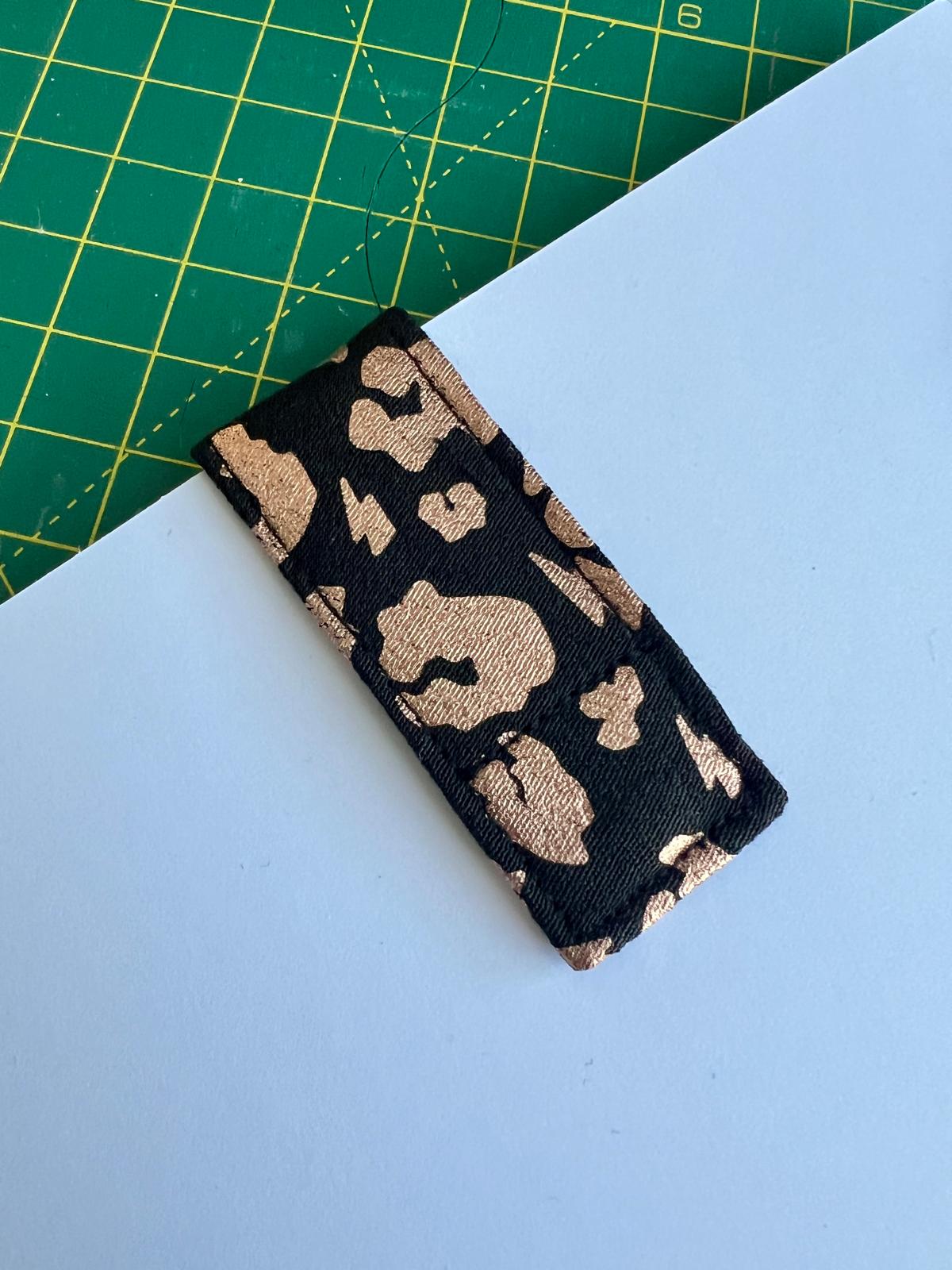 Metallic Gold and Black Leopard Print Magnetic Bookmark