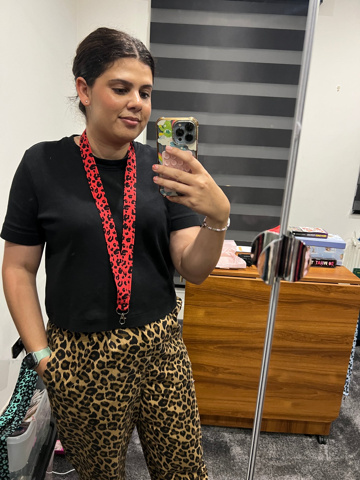 Red Leopard Print Lanyard