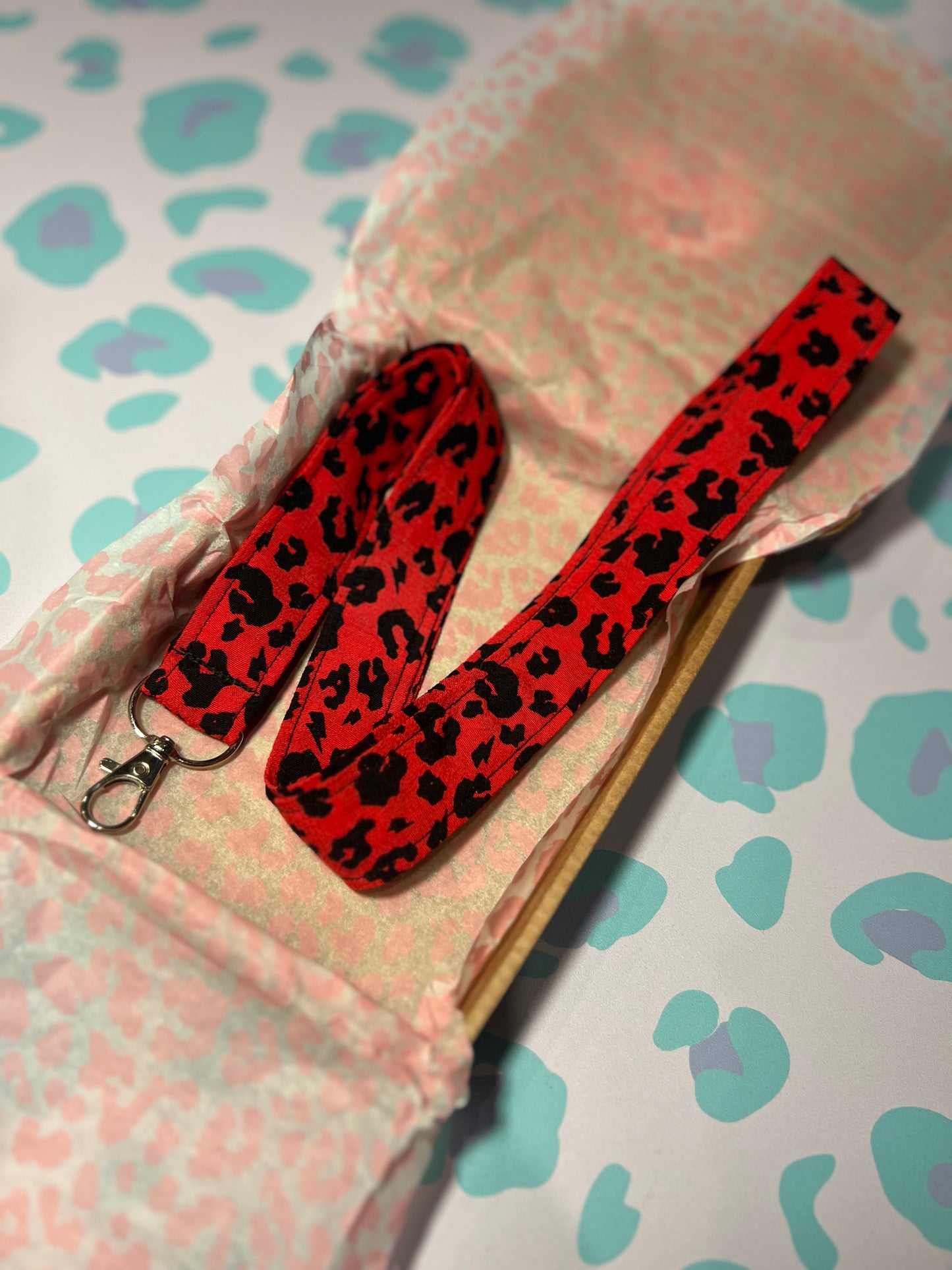 Red Leopard Print Lanyard