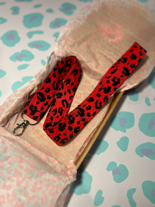 Red Leopard Print Lanyard