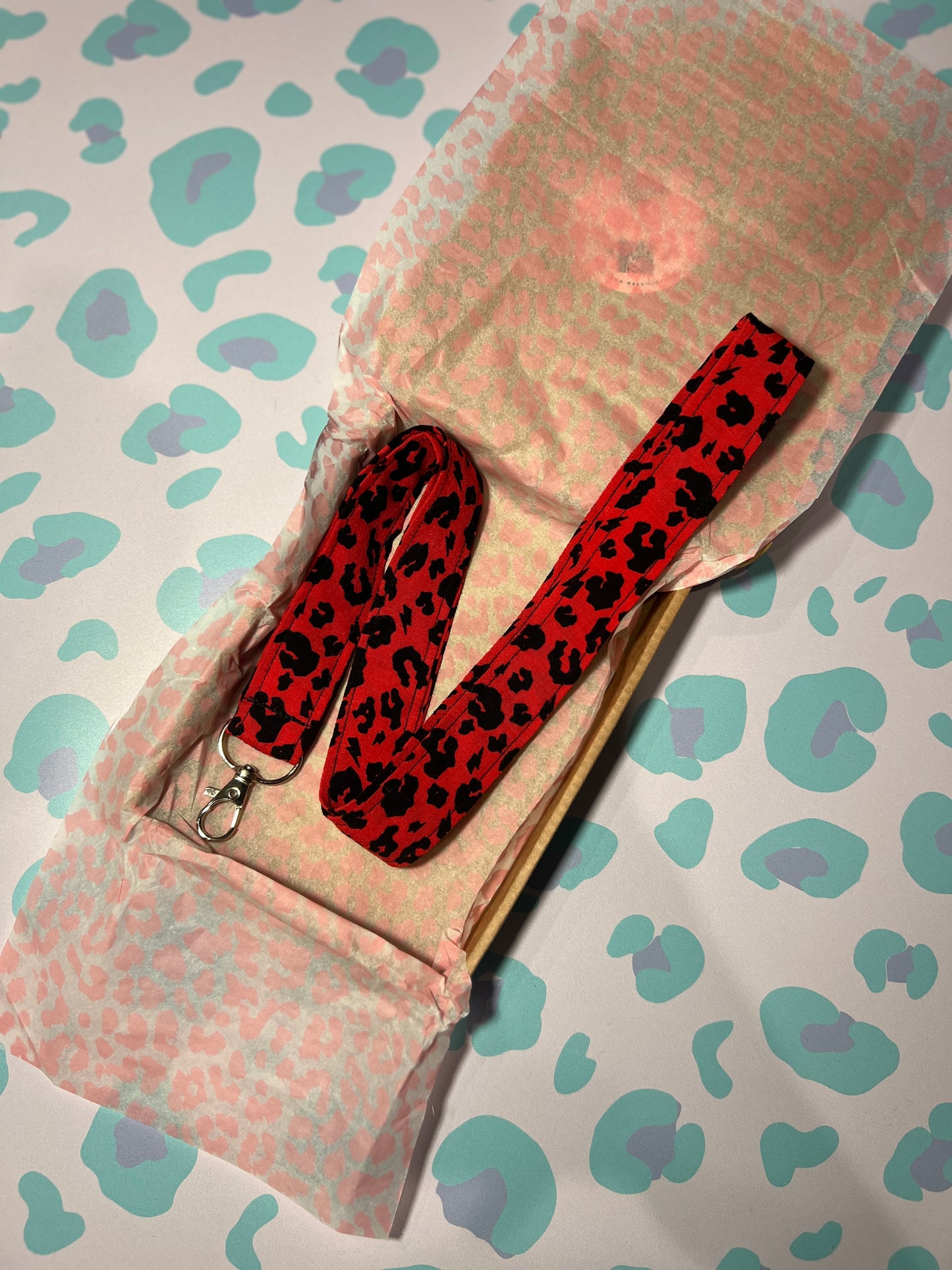 Red Leopard Print Lanyard