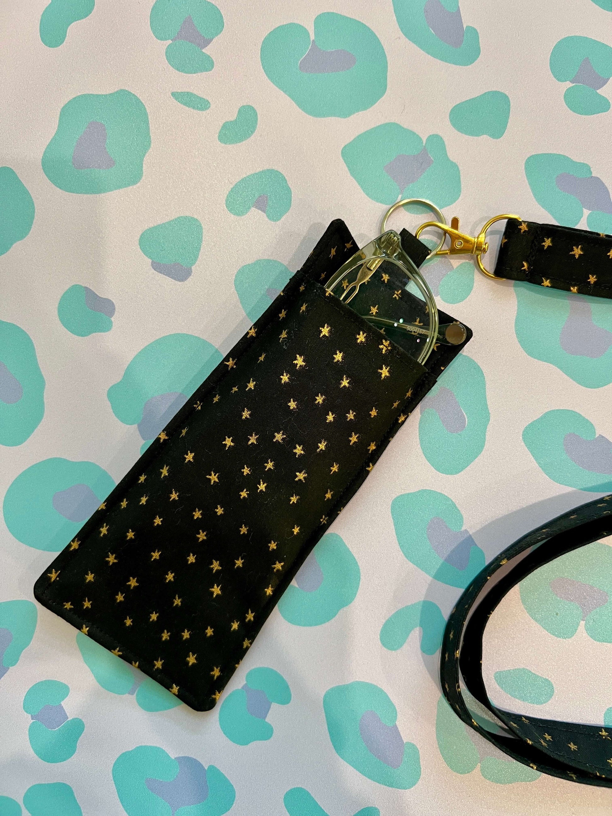 Black and Gold Starry Double-Sided Glasses Holder