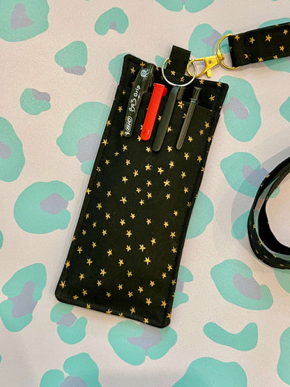 Black and Gold Starry Double-Sided Pen Holder