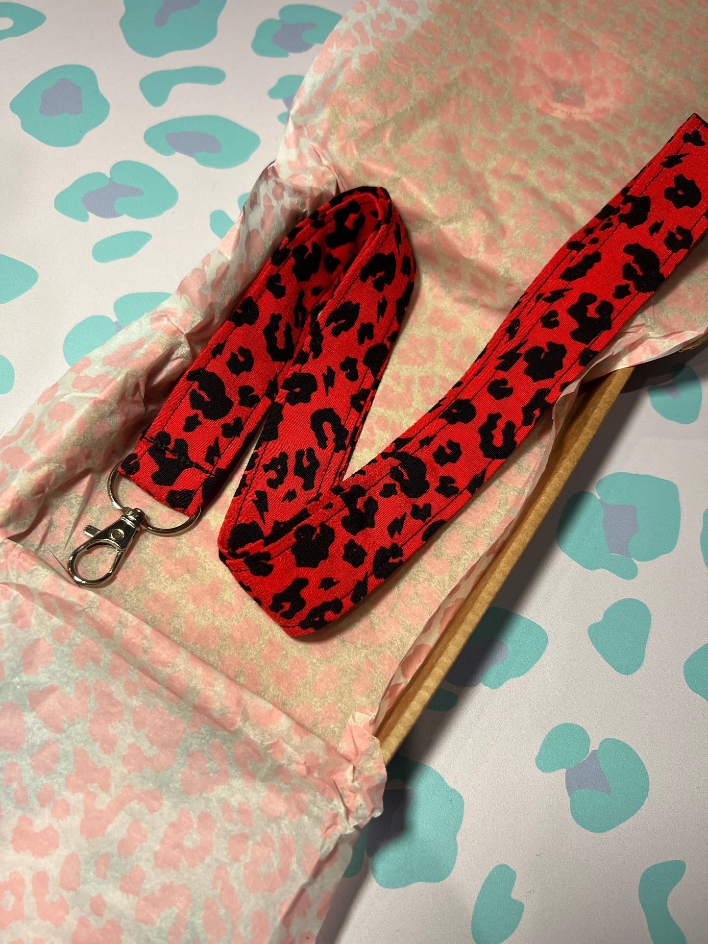 Red Leopard Print Lanyard