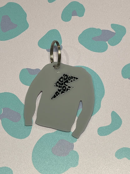 Lightning Leopard Print Acrylic Jumper Keyring