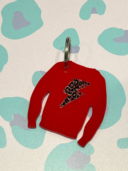 Lightning Leopard Print Acrylic Jumper Keyring