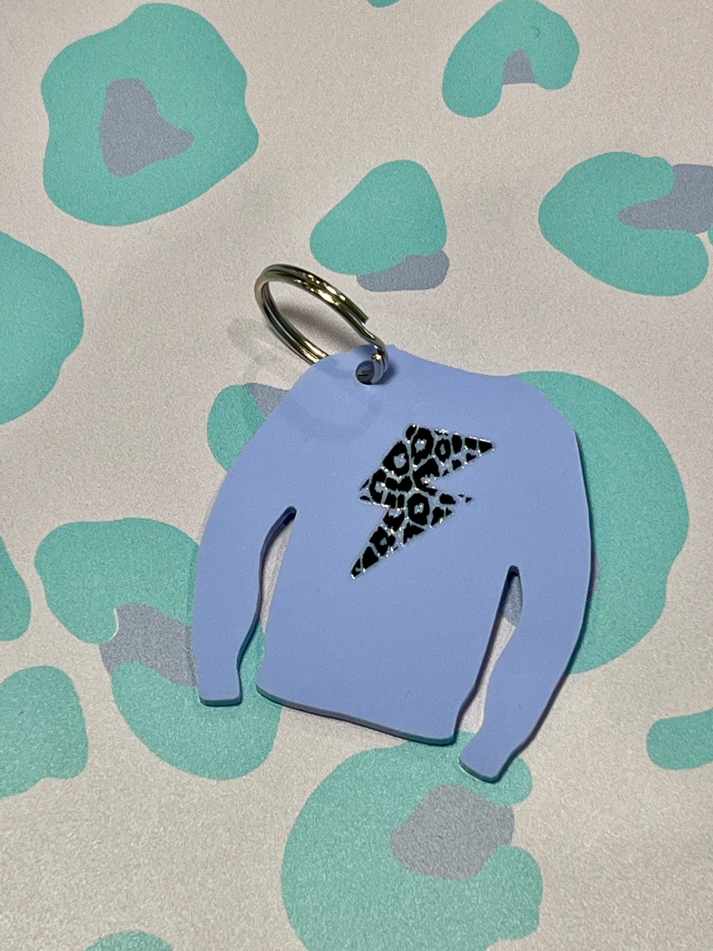 Lightning Leopard Print Acrylic Jumper Keyring