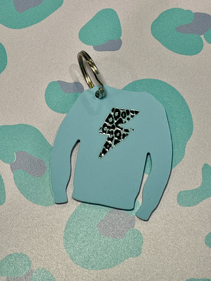 Lightning Leopard Print Acrylic Jumper Keyring