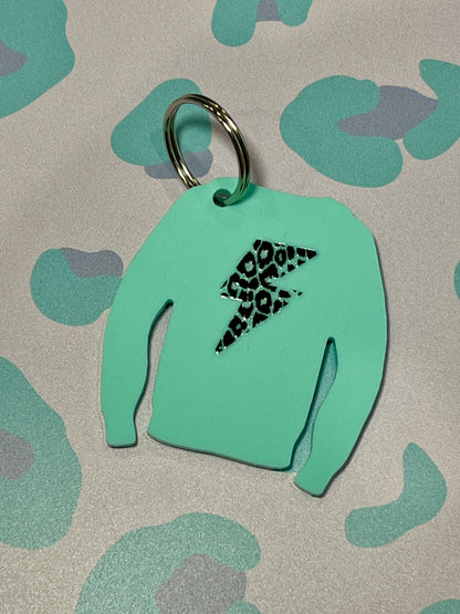 Lightning Leopard Print Acrylic Jumper Keyring