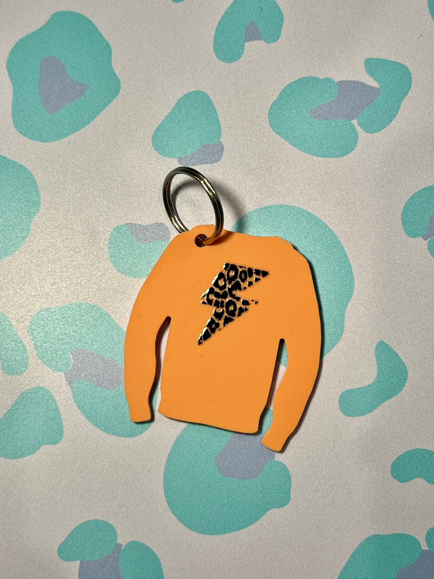 Lightning Leopard Print Acrylic Jumper Keyring