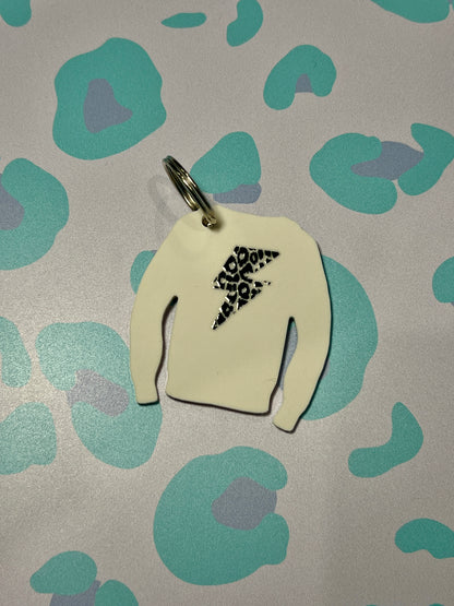 Lightning Leopard Print Acrylic Jumper Keyring