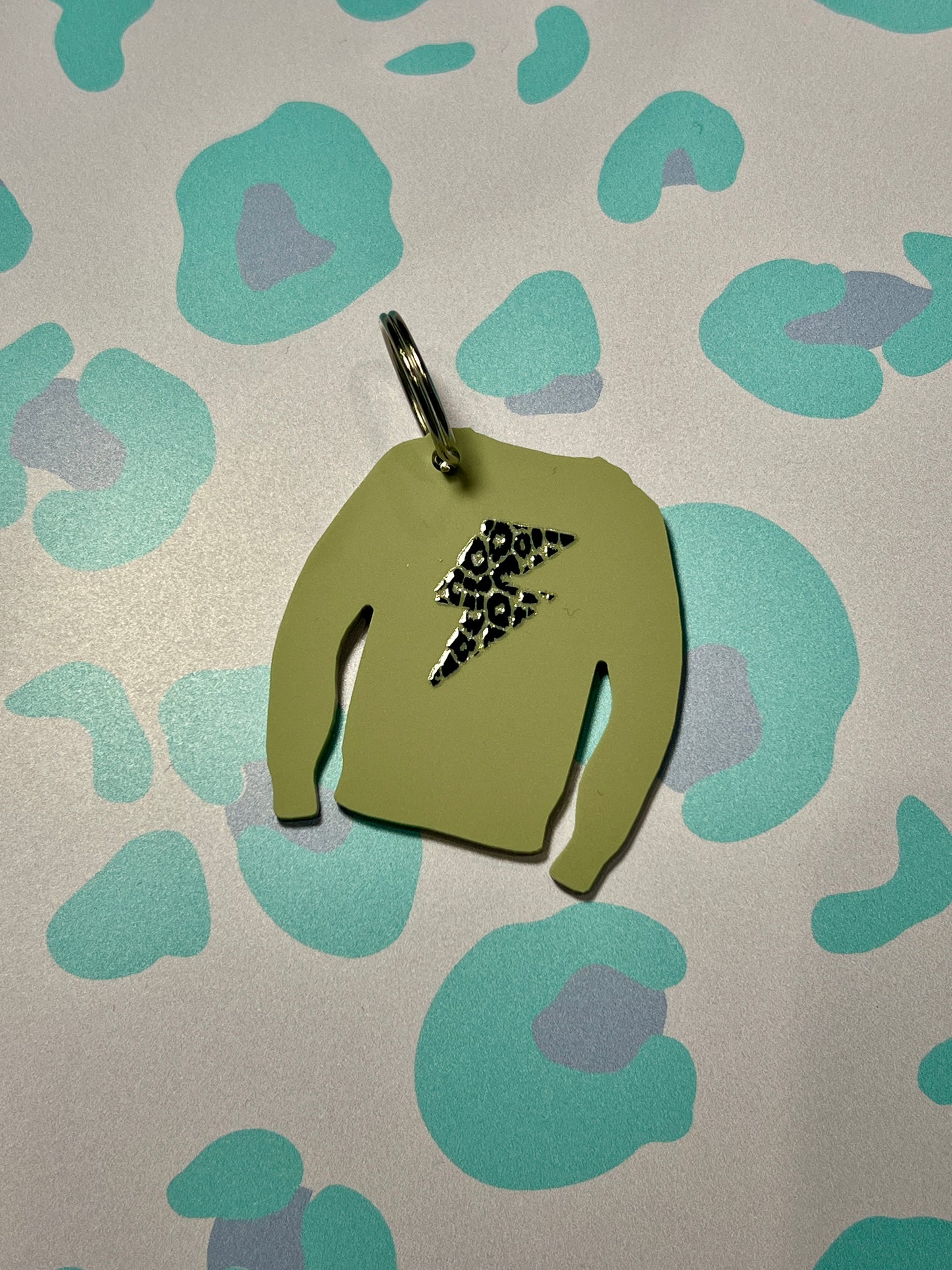 Lightning Leopard Print Acrylic Jumper Keyring