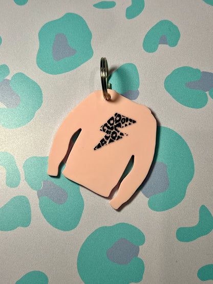 Lightning Leopard Print Acrylic Jumper Keyring