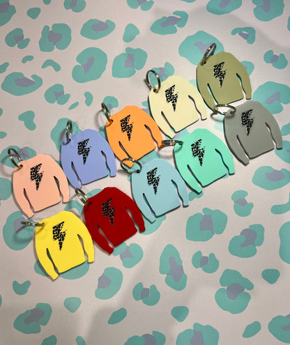 Lightning Leopard Print Acrylic Jumper Keyring