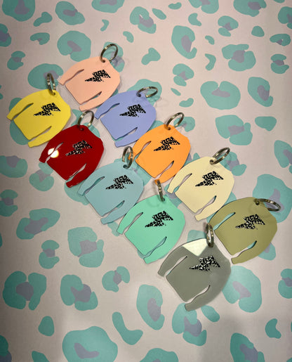 Lightning Leopard Print Acrylic Jumper Keyring