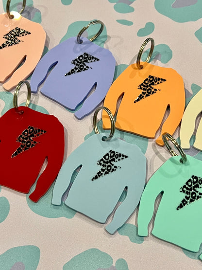 Lightning Leopard Print Acrylic Jumper Keyring