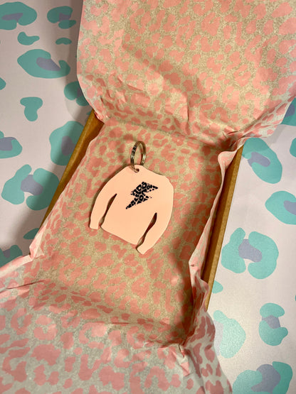 Lightning Leopard Print Acrylic Jumper Keyring