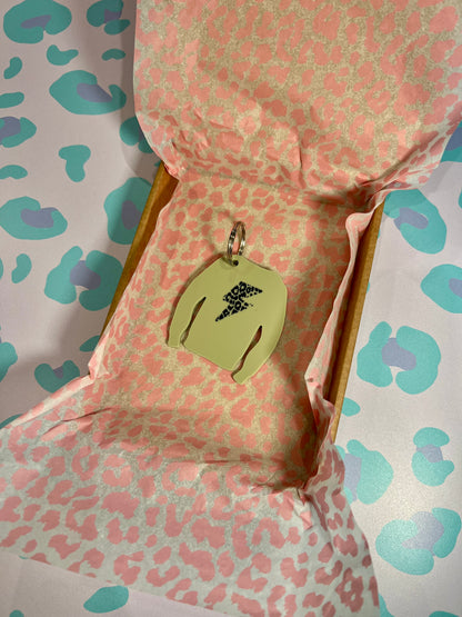 Lightning Leopard Print Acrylic Jumper Keyring