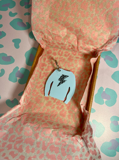 Lightning Leopard Print Acrylic Jumper Keyring