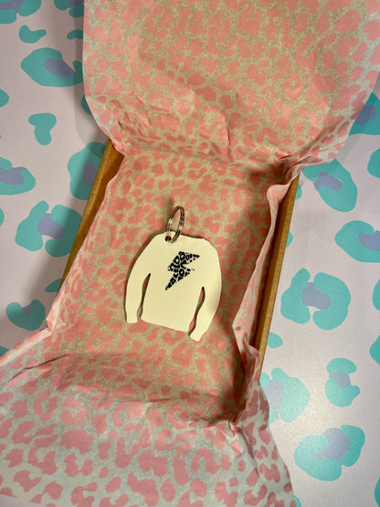 Lightning Leopard Print Acrylic Jumper Keyring