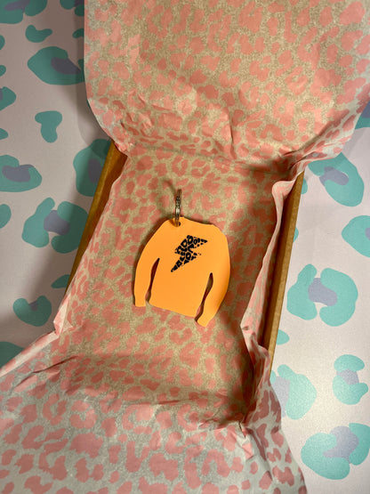 Lightning Leopard Print Acrylic Jumper Keyring