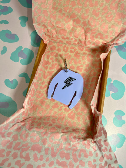 Lightning Leopard Print Acrylic Jumper Keyring