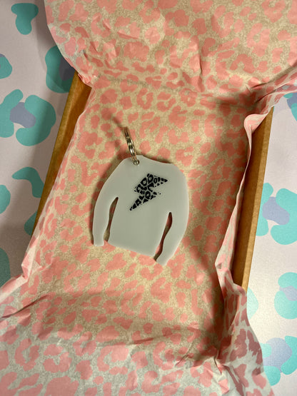 Lightning Leopard Print Acrylic Jumper Keyring