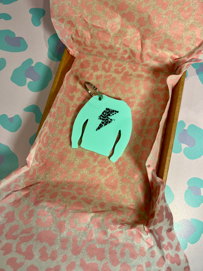 Lightning Leopard Print Acrylic Jumper Keyring