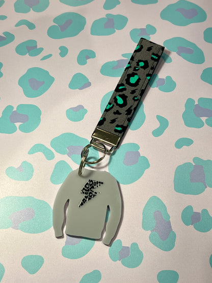 Lightning Leopard Print Acrylic Jumper Keyring