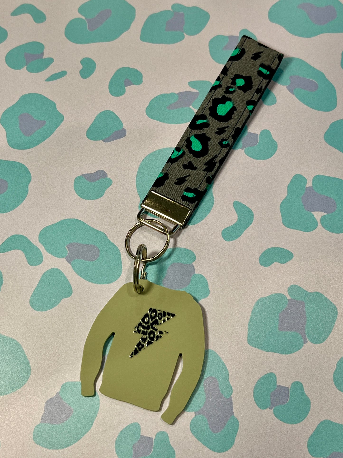 Lightning Leopard Print Acrylic Jumper Keyring