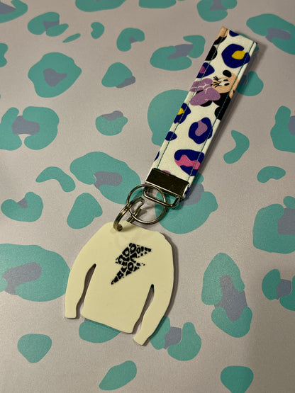 Lightning Leopard Print Acrylic Jumper Keyring