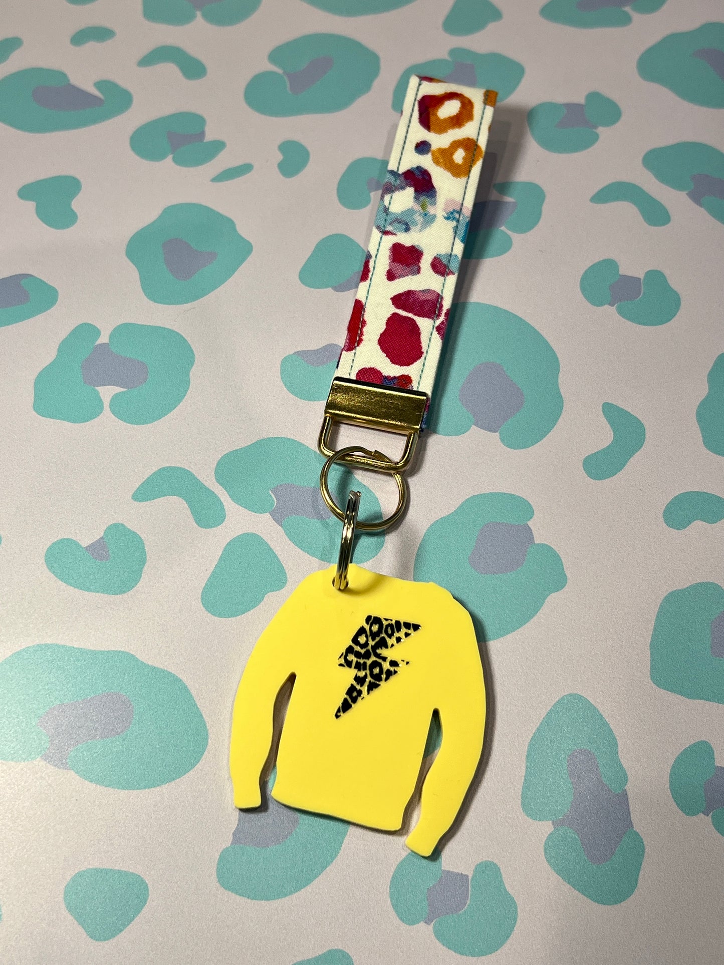 Lightning Leopard Print Acrylic Jumper Keyring