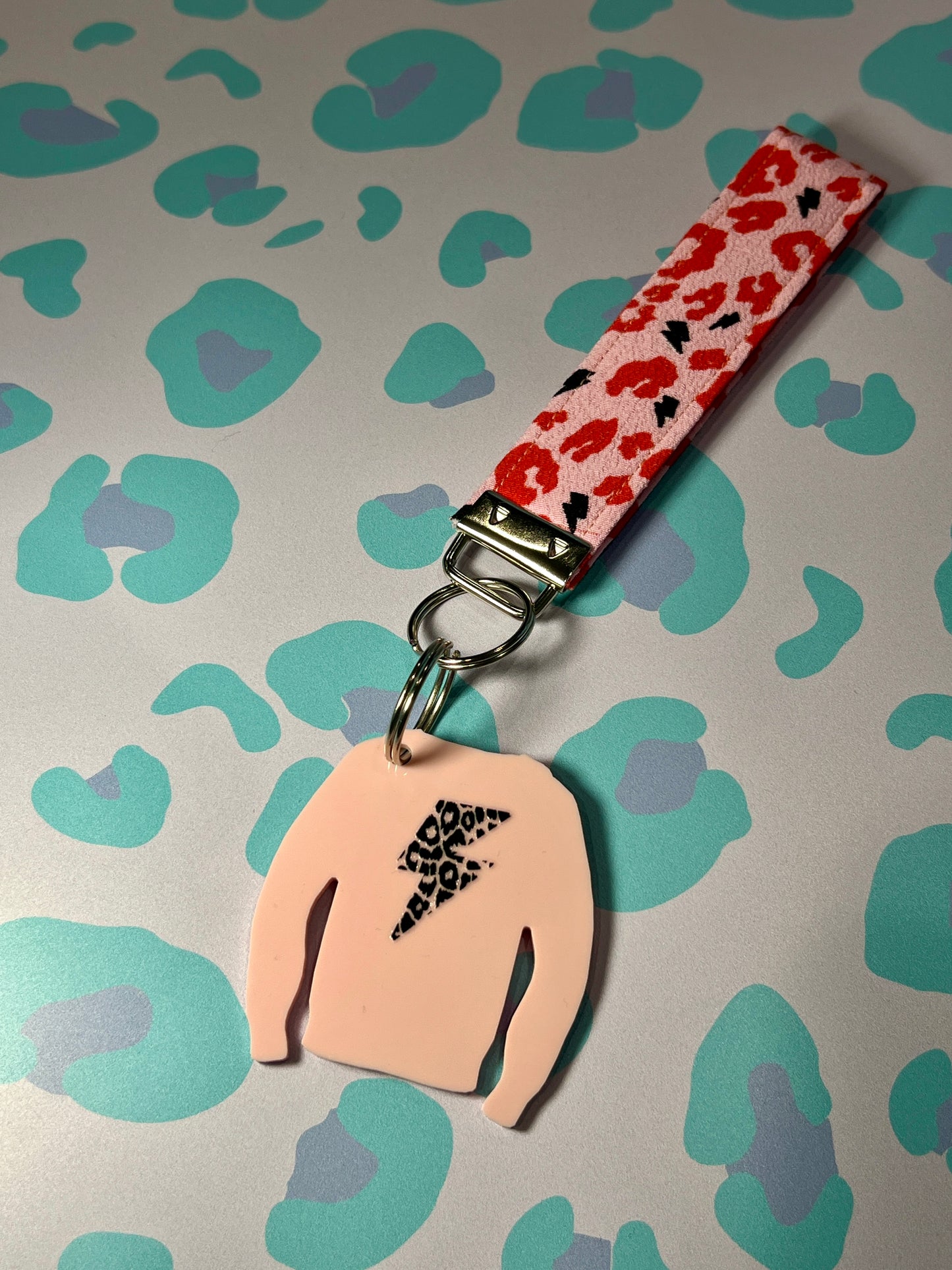 Lightning Leopard Print Acrylic Jumper Keyring