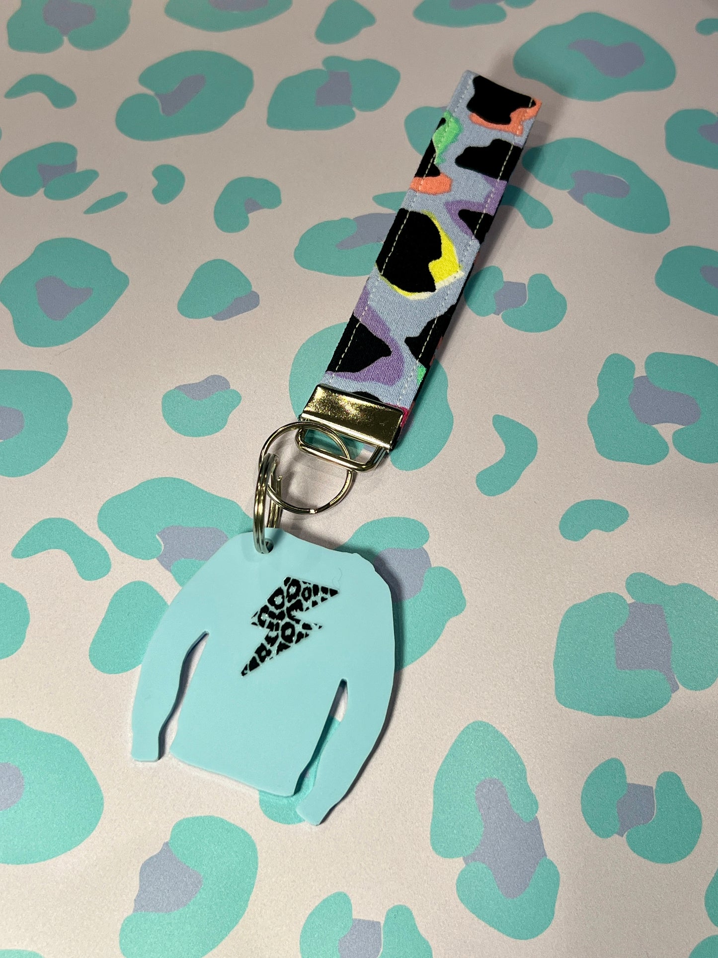Lightning Leopard Print Acrylic Jumper Keyring