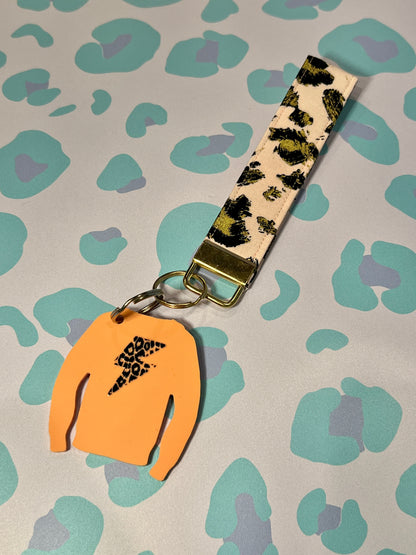 Lightning Leopard Print Acrylic Jumper Keyring