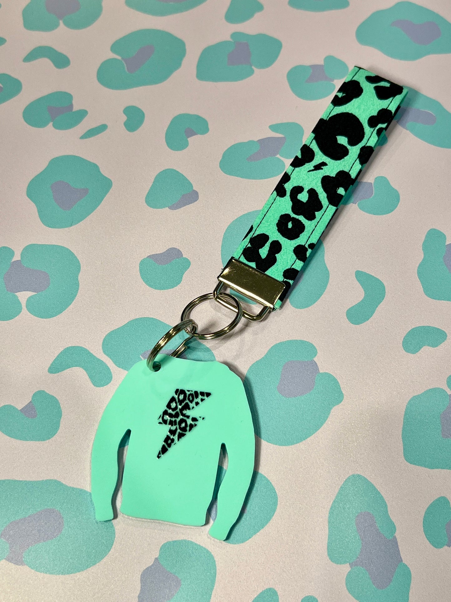 Lightning Leopard Print Acrylic Jumper Keyring