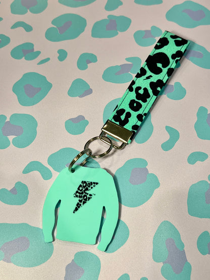 Lightning Leopard Print Acrylic Jumper Keyring
