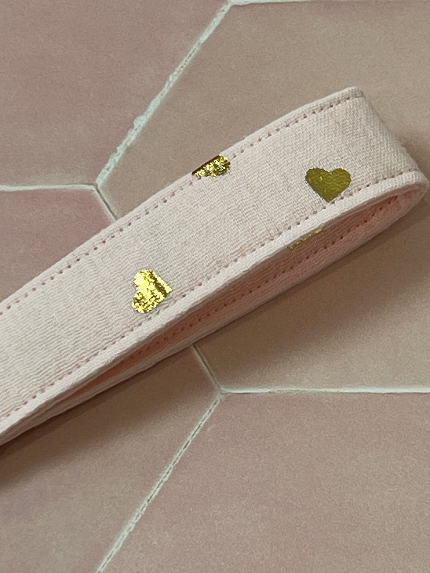 Pink and Gold Hearts Wristlet Keychain