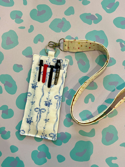 Floral Blue Bow Double-Sided Pen and Glasses Holder- January limited edition