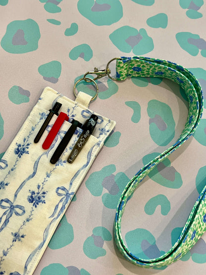 Floral Blue Bow Double-Sided Pen and Glasses Holder- January limited edition