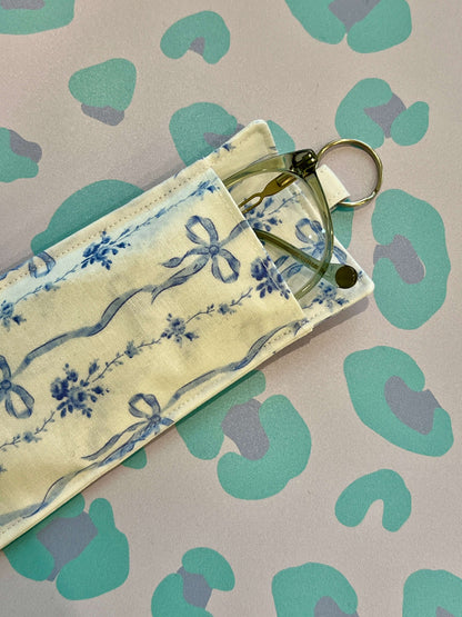 Floral Blue Bow Double-Sided Pen and Glasses Holder- January limited edition