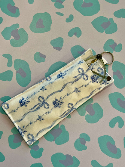 Floral Blue Bow Double-Sided Pen and Glasses Holder- January limited edition
