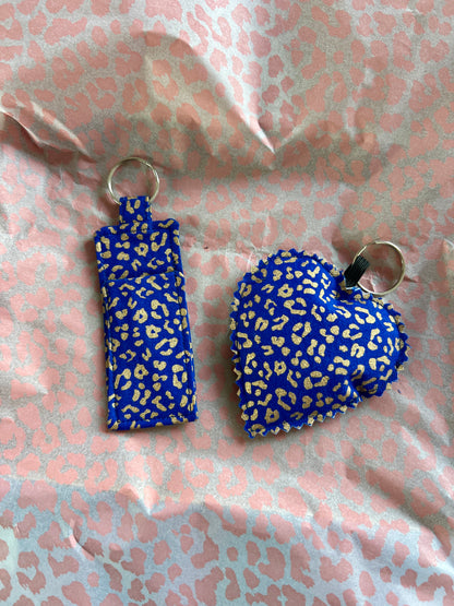 Blue and Gold Leopard Print-Pocket & Keys Duo