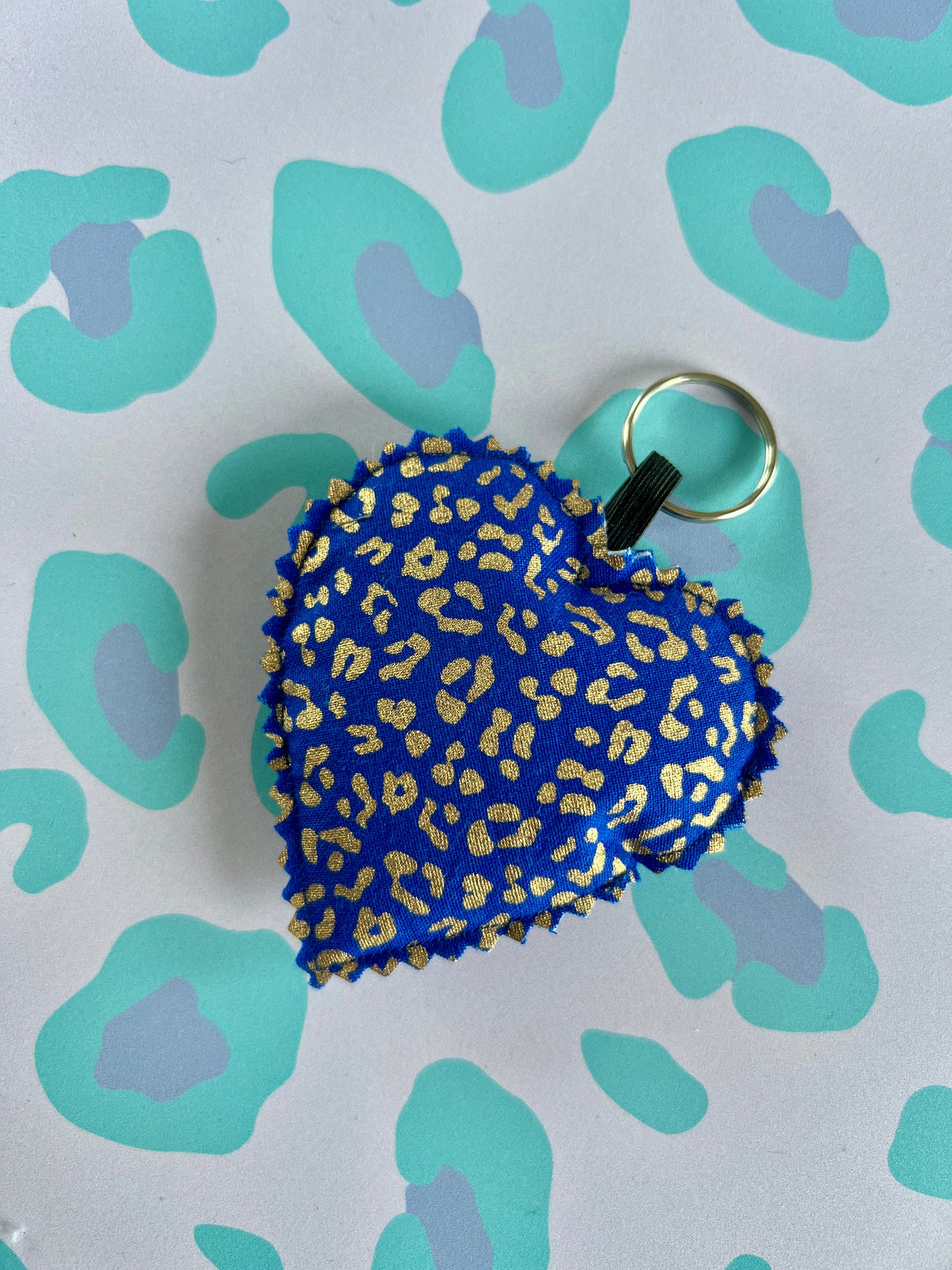 Blue and Gold Leopard Print-Pocket & Keys Duo